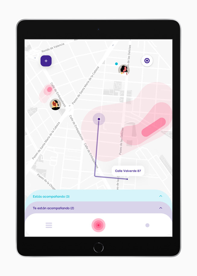 Un mapa en la app Sister muestra cómo desplazarse de forma segura por la ciudad.