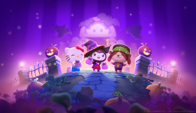 Kadr z gry Hello Kitty Island Adventure przedstawiający Hello Kitty z przyjaciółmi.