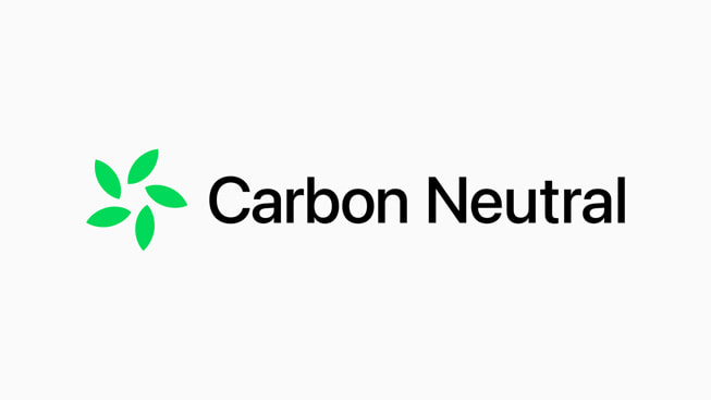 一枚綠色花朵形狀的圖案放置在「Carbon Neutral (碳中和)」的文字前面。