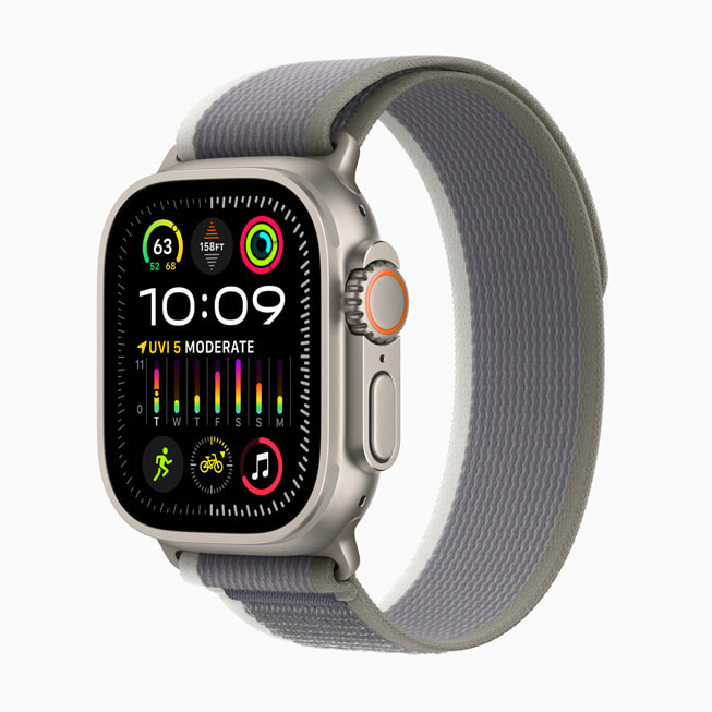 Apple Watch Ultra 2 พร้อมสายแบบ Trail Loop สีเขียว/เทาใหม่