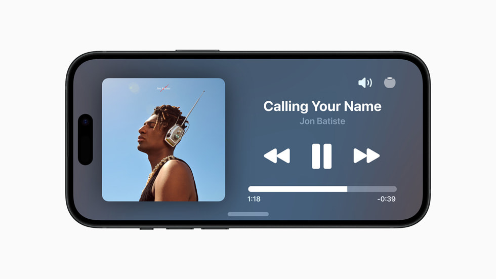 StandBy Music is shown on iPhone 15.