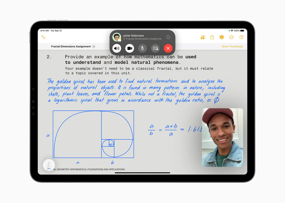 Samenwerken op FaceTime in Notities op een 11-inch iPad Pro.