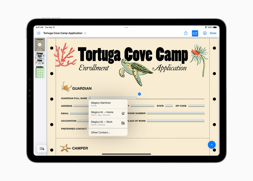 Funcionalidad Autorrellenar un PDF en un iPad Pro de 11 pulgadas.