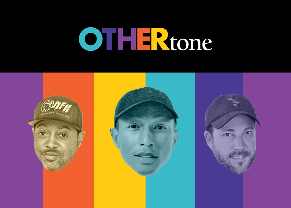 Illustration de l’émission OTHERtone avec Pharrell, Scott et Fam-Lay dans Apple Music.