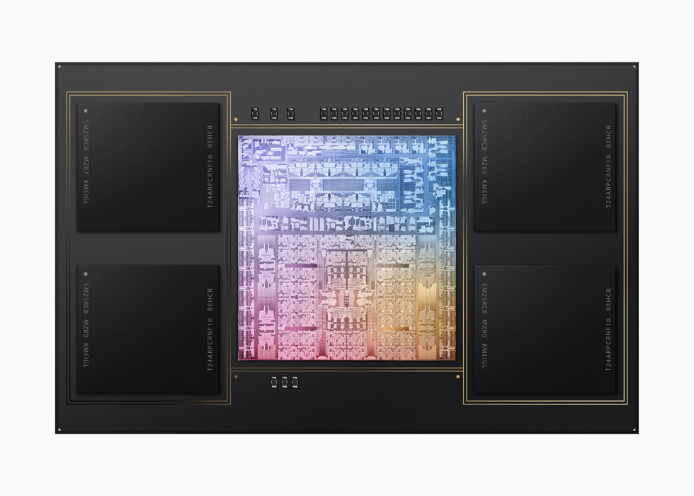 El diseño de la arquitectura de memoria unificada del chip M3 Max.