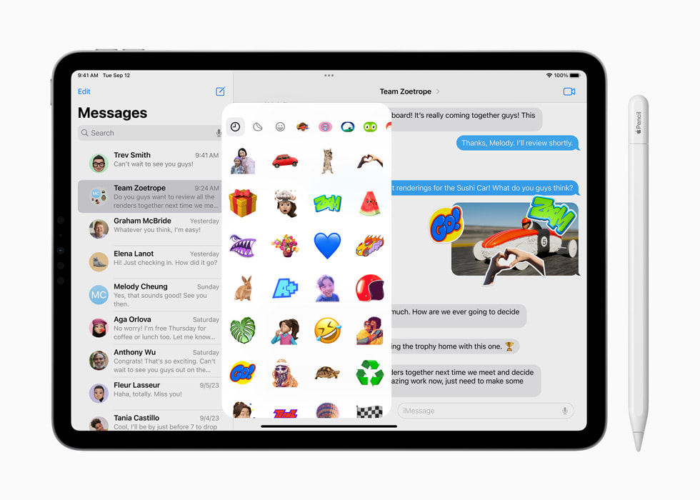 The Messages app in iPadOS 17.