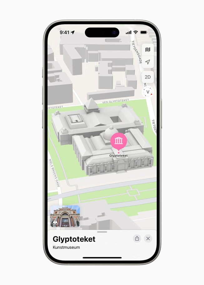 Glyptoteket vises i Apple Kort på iPhone 15 Pro.