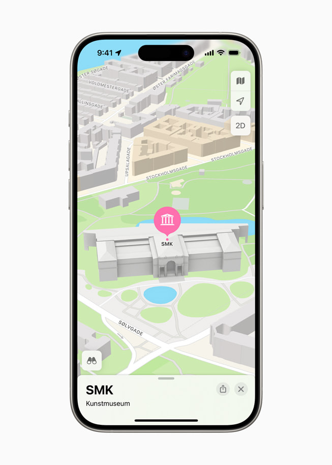 Statens Museum for Kunst vises i Apple Kort på iPhone 15 Pro.