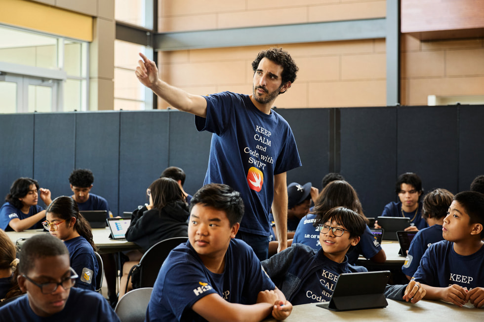An instructor leading a session at the Houston Community College technology summer camp.