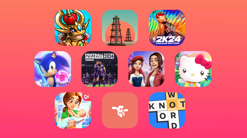 Illustration montrant différents jeux disponibles sur Apple Arcade pour les Fêtes.