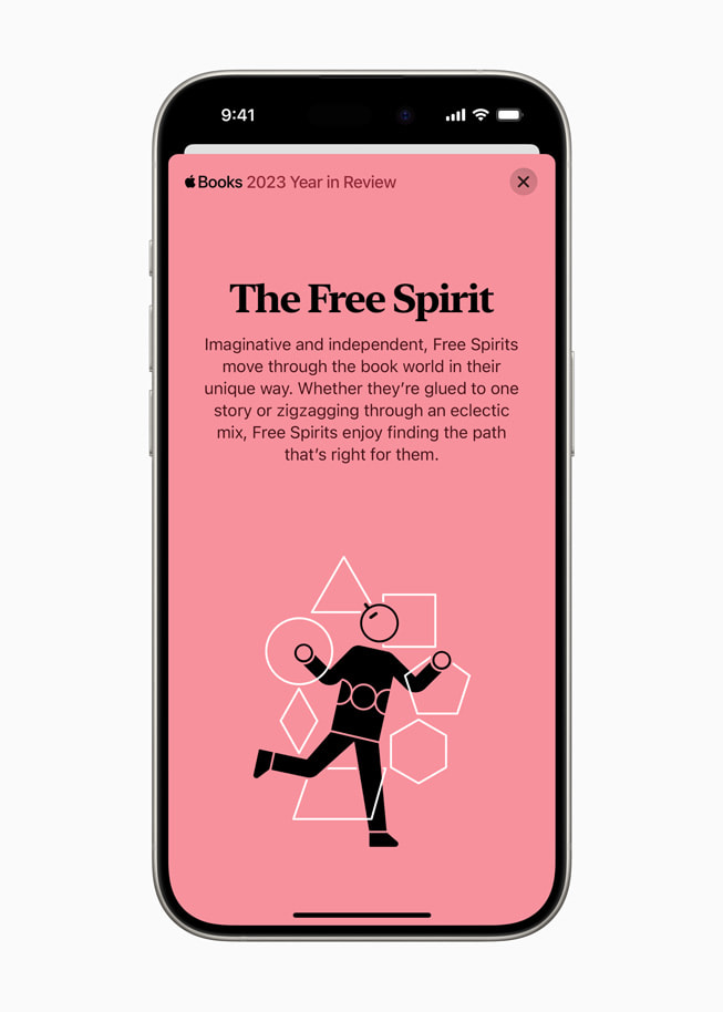 The Free Spirit reader type is shown on Apple Books on iPhone.