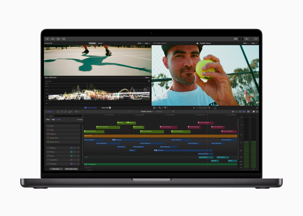 Imagen del índice de la línea de tiempo perteneciente a un proceso de Final Cut Pro para el Mac.