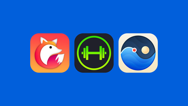 Logos des apps Planny, SmartGym et Tide Guide. 