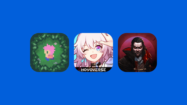 Logos des apps Afterplace, Honkai: Star Rail et Vampire Survivors.