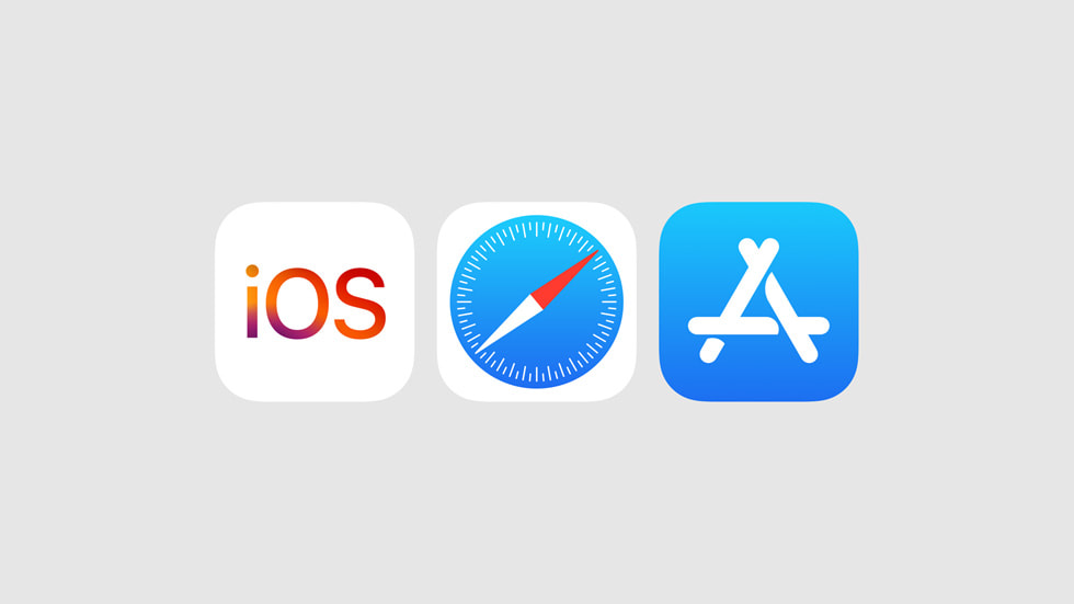 Icônes représentant iOS, Safari et l’App Store.