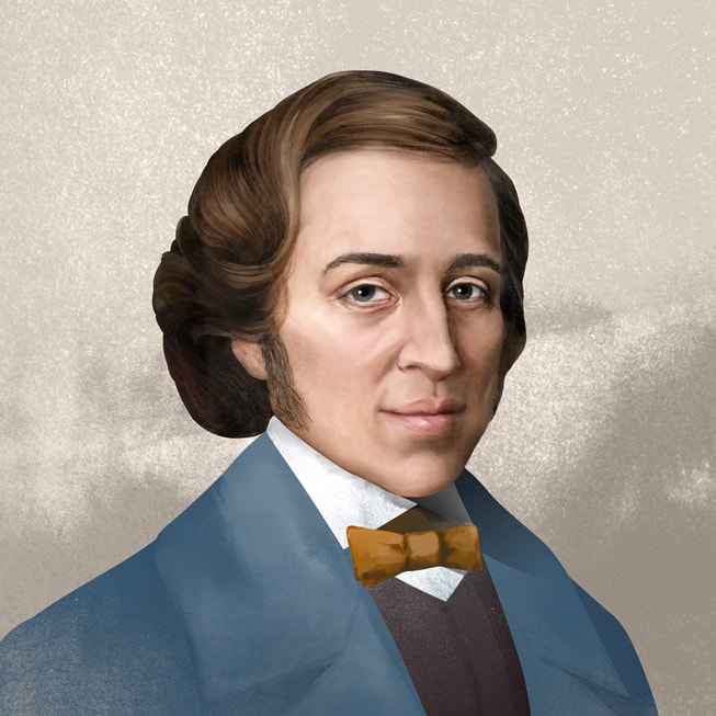 「Apple Music 古典樂」上 Frédéric Chopin 的肖像。