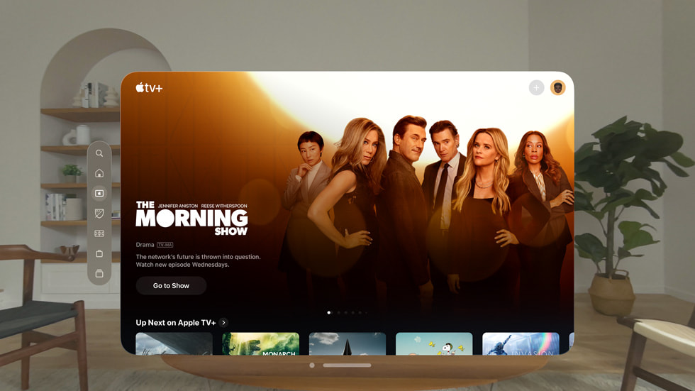 The Morning Show page displayed in a window on Apple Vision Pro. 