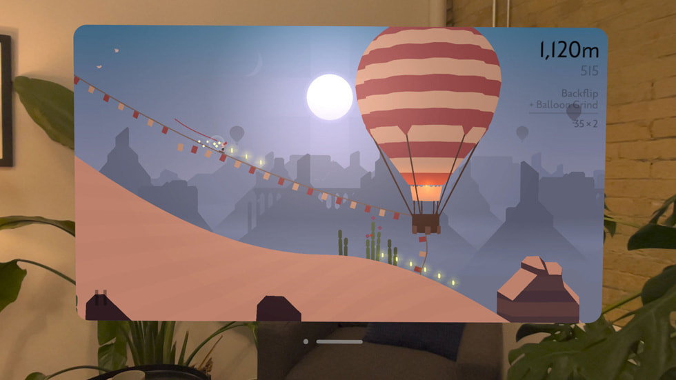 A still from Alto’s Odyssey: The Lost City shown on Apple Vision Pro. 