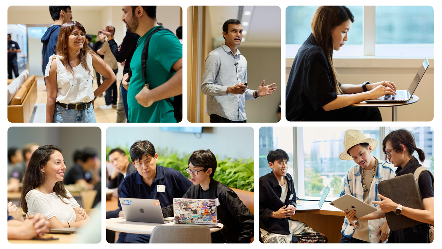 A collage of developers at the opening of Apple Developer Center Singapore. 