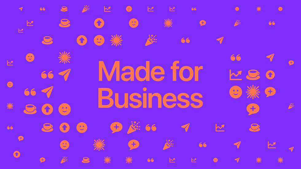 Grafika z hasłem „Made for Business”.