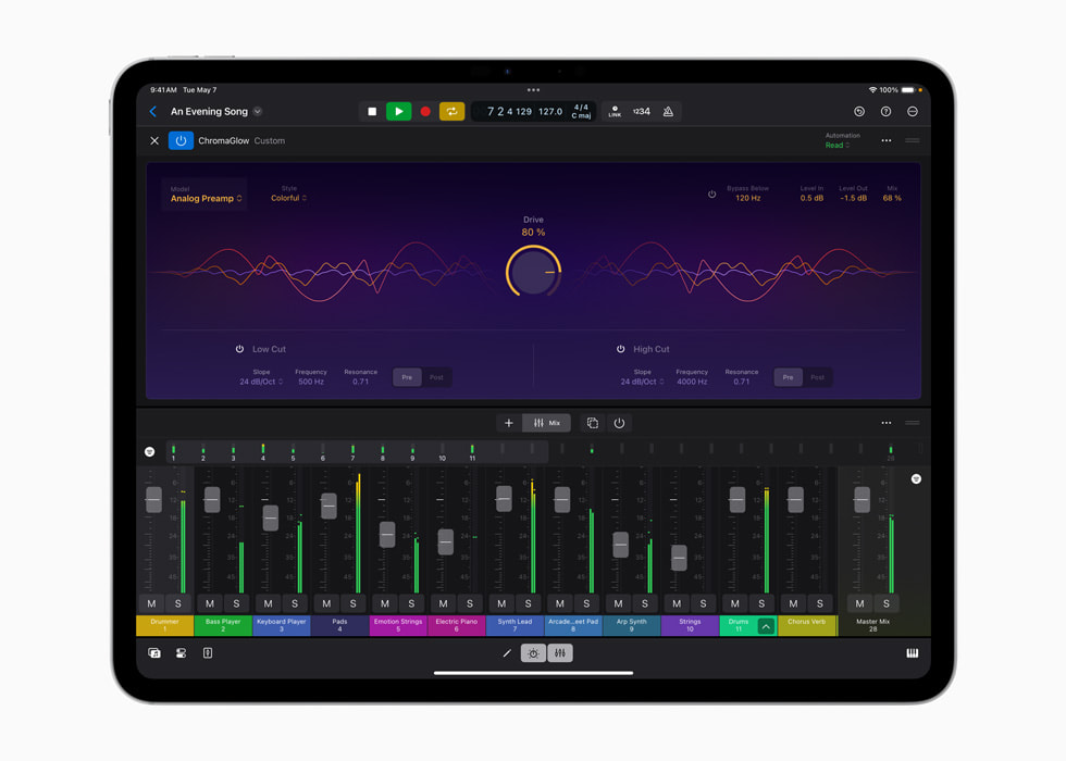 Logic Pro is shown on the new iPad Pro.