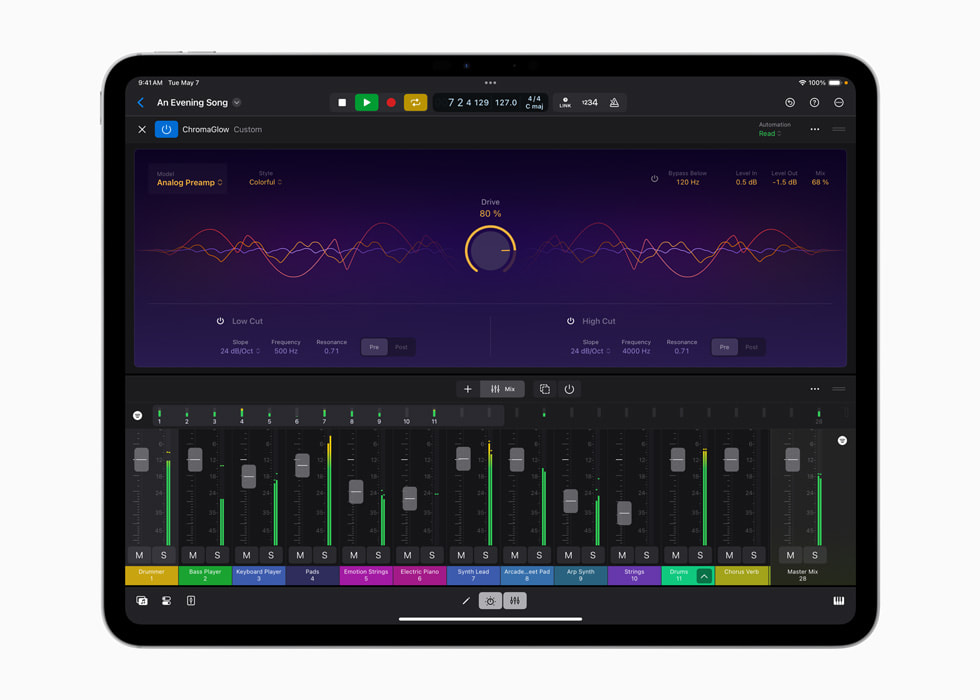 Logic Pro op de nieuwe iPad Pro.