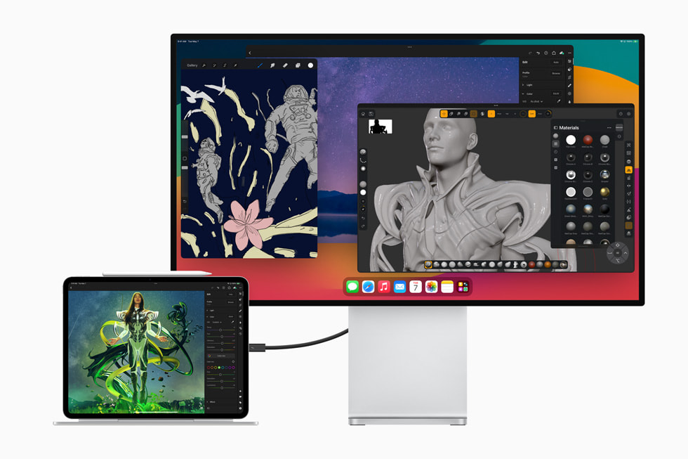 連接至 iMac 的 iPad Pro。