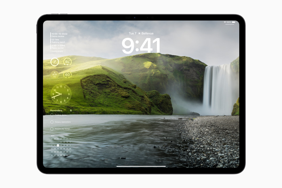 全新 iPad Pro 的鎖定畫面。