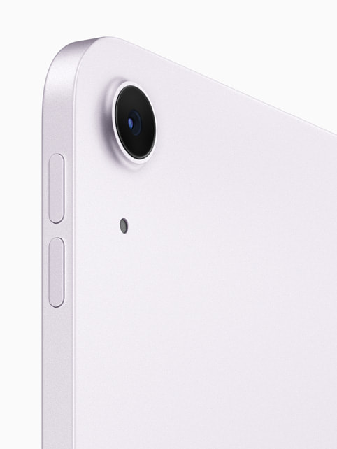 Close-up van de camera’s en de knoppen aan de zijkant van de nieuwe iPad Air.