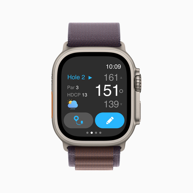 18Birdies Golf GPS Tracker ditampilkan di Apple Watch.