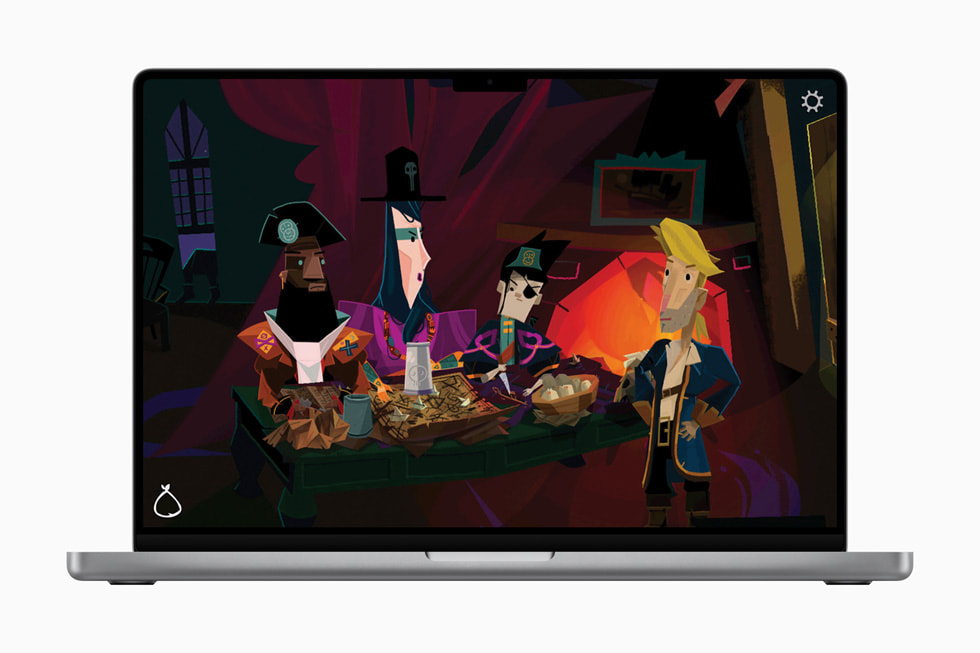 Gameplay for Return to Monkey Island+ is shown on MacBook.