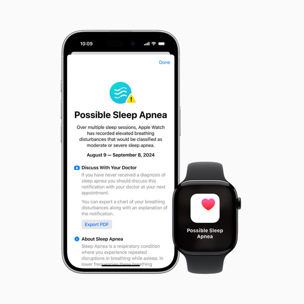 Apple Watch 睡眠呼吸中止症通知示意|來源:Apple Newsroom