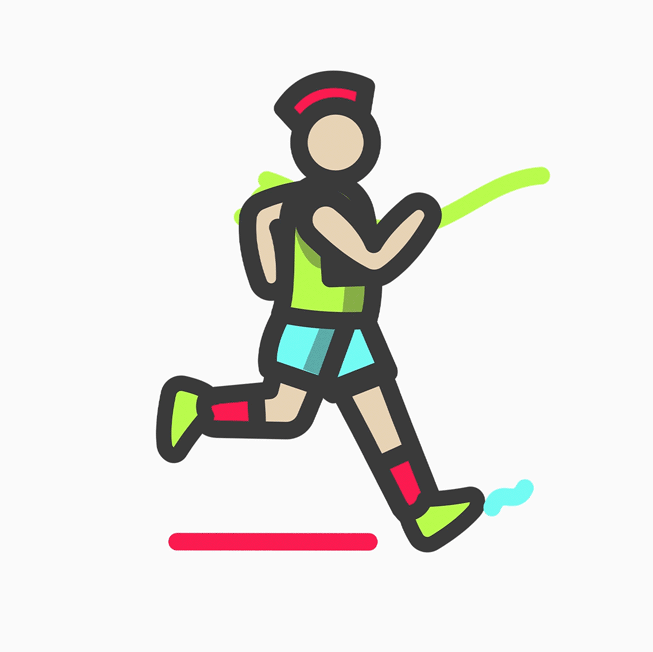 Icône illustrée d’une personne faisant de la course à pied.