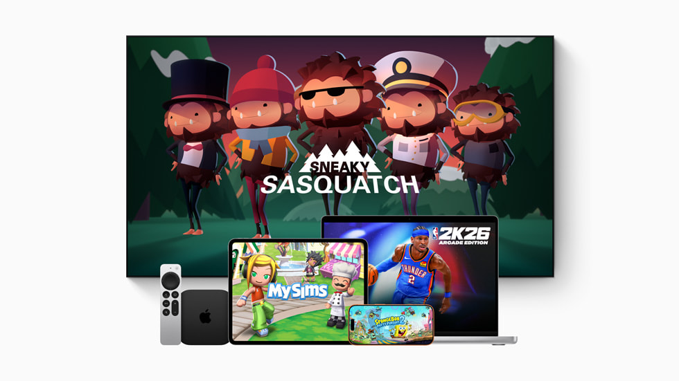 Artwork for Apple Arcade games across Apple TV, iPad, Mac, and iPhone.