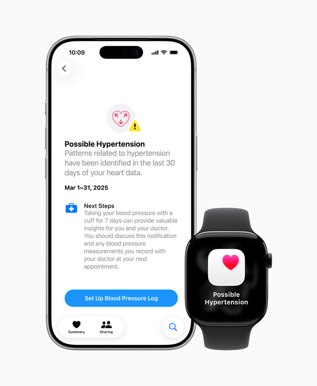 The hypertension notifications feature on iPhone and Apple Watch.