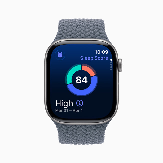 A user’s sleep score displayed on Apple Watch Series 11.