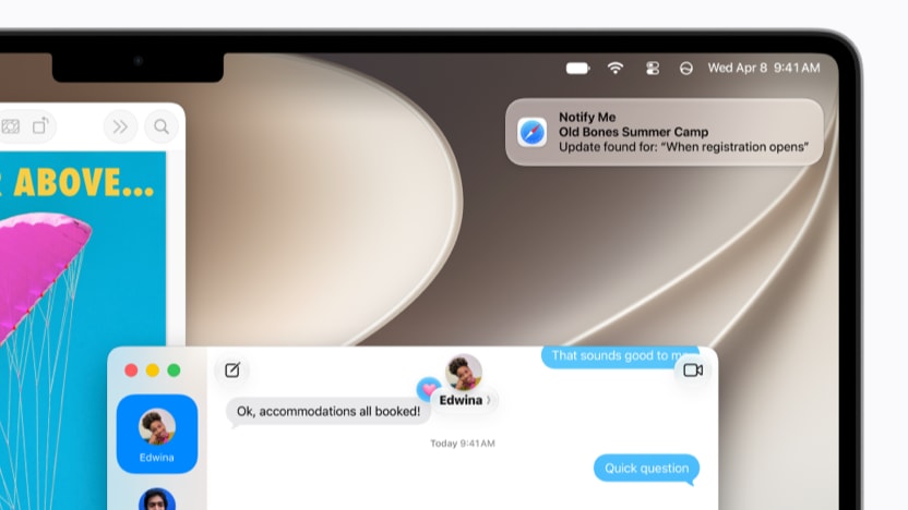 A Safari böngészőben egy weboldal változásfigyelési beállítása látható
