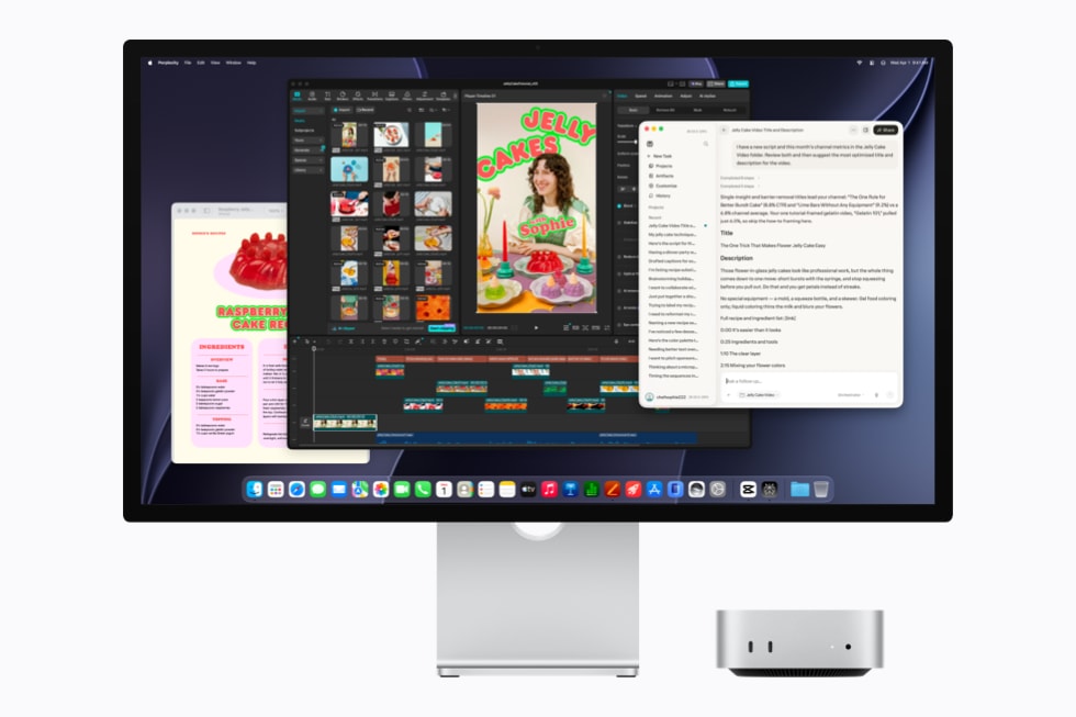 Ein Mac mini mit M6 mit einem Display, auf dem Perplexity ausgeführt wird.