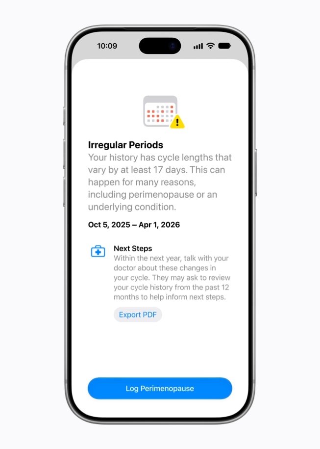 In the updated Health app, a user gets a notification that reads 