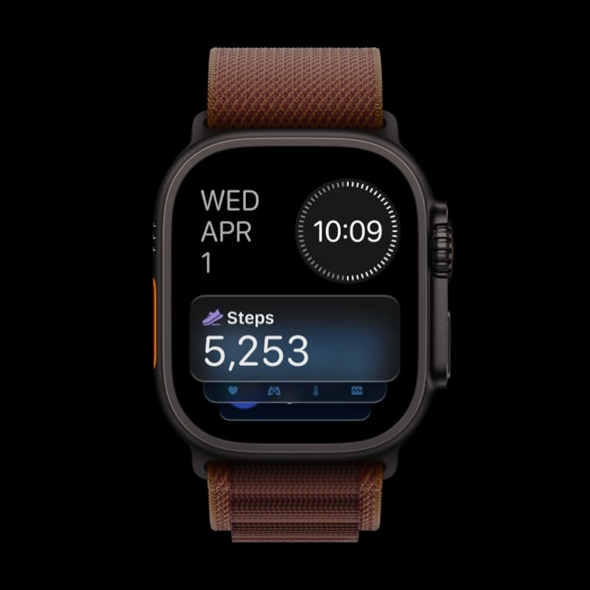 Apple Watch Ultra 4 displays a user's step count.