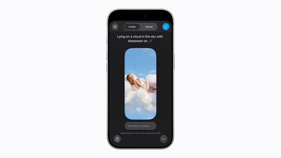 Người dùng sử dụng ứng dụng Image Playground trên iPhone 18 Pro.