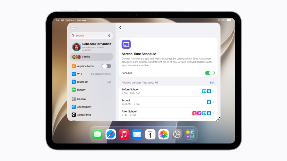 Lịch Trình Thời Gian Sử Dụng của người dùng hiển thị trên iPad.