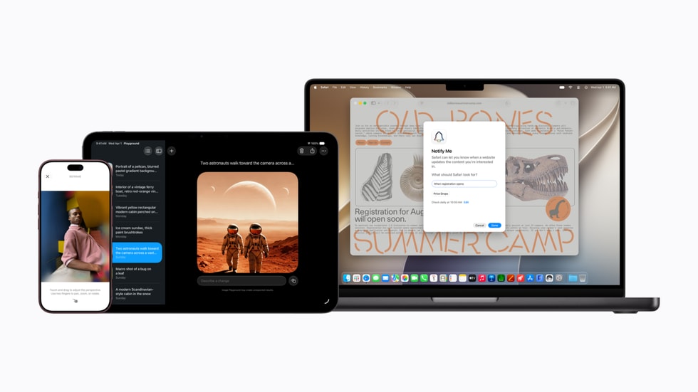 Apple Intelligence Features auf einem iPhone 18 Pro, iPad und Mac.