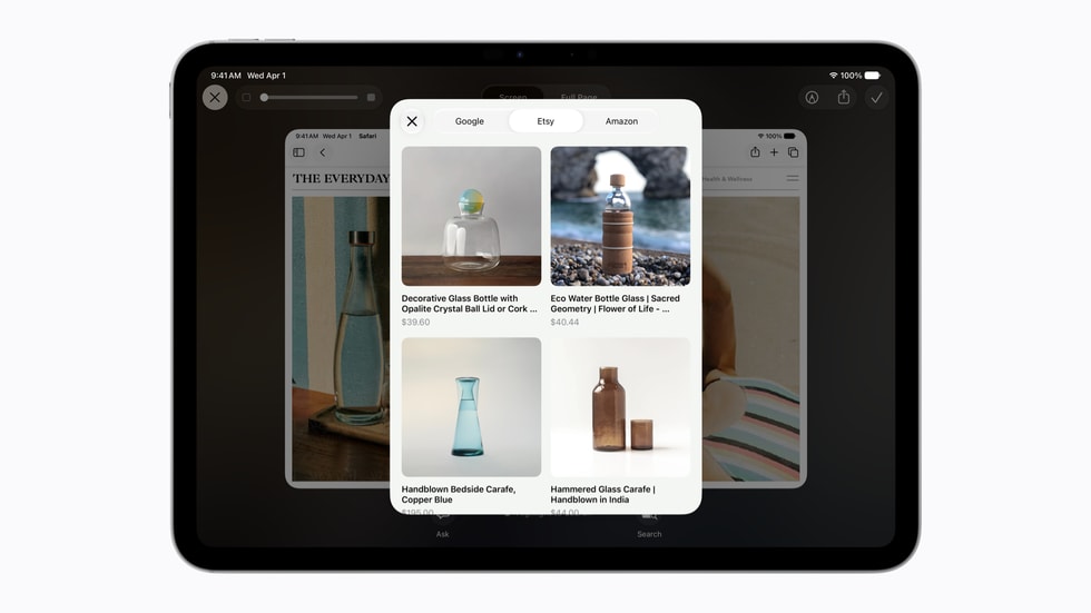 Visual Intelligence capabilities are shown on iPad.