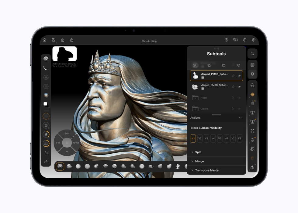 An iPad mini screen shows graphics tools.