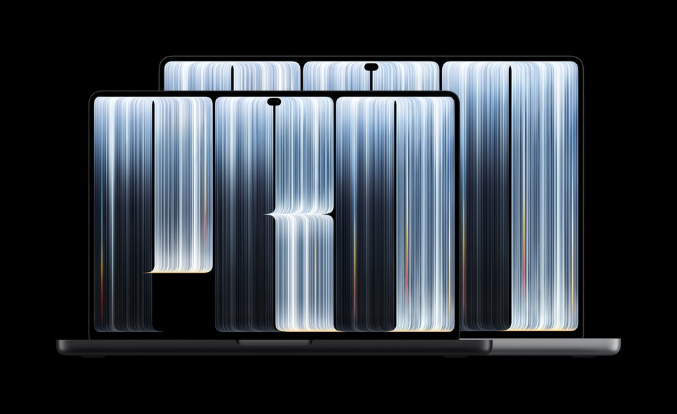 Two MacBook Pro with PROLED XDR Display devices are shown from the front with the screen open.