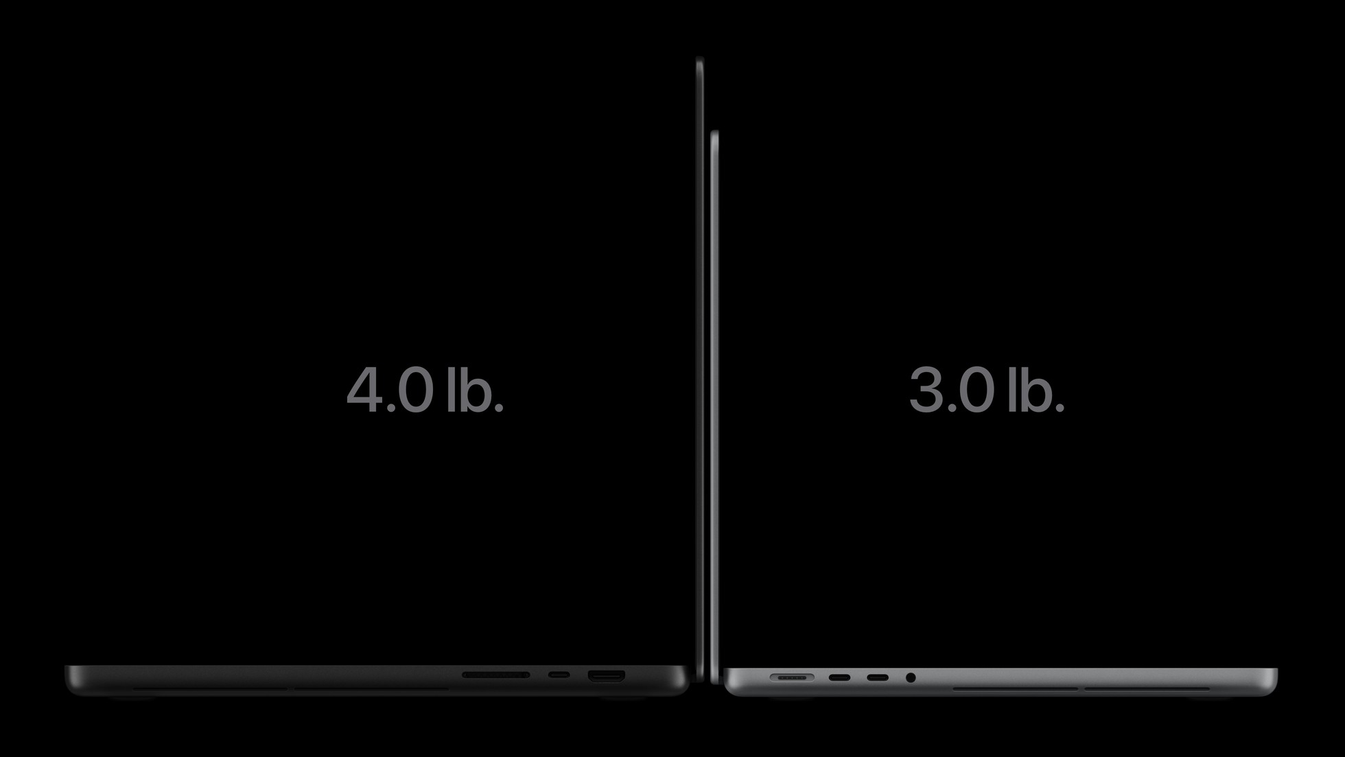 Side profiles of the two MacBook Pro sizes