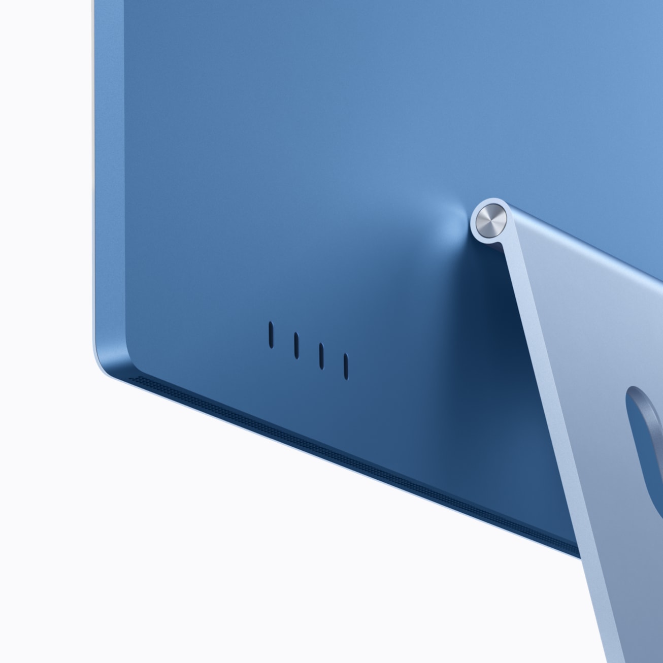 Four Thunderbolt 4 ports on iMac with M6 in blue.