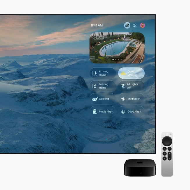 Apple TV 4K displays a user's smart home controls.