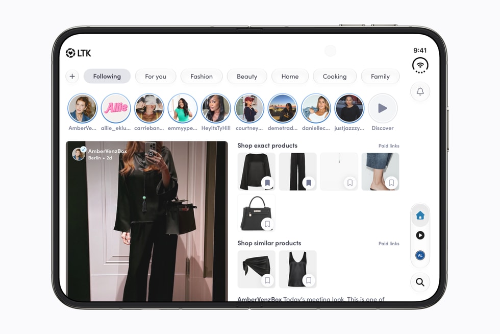 A fully flat open iPhone Duo shows the LTK app.